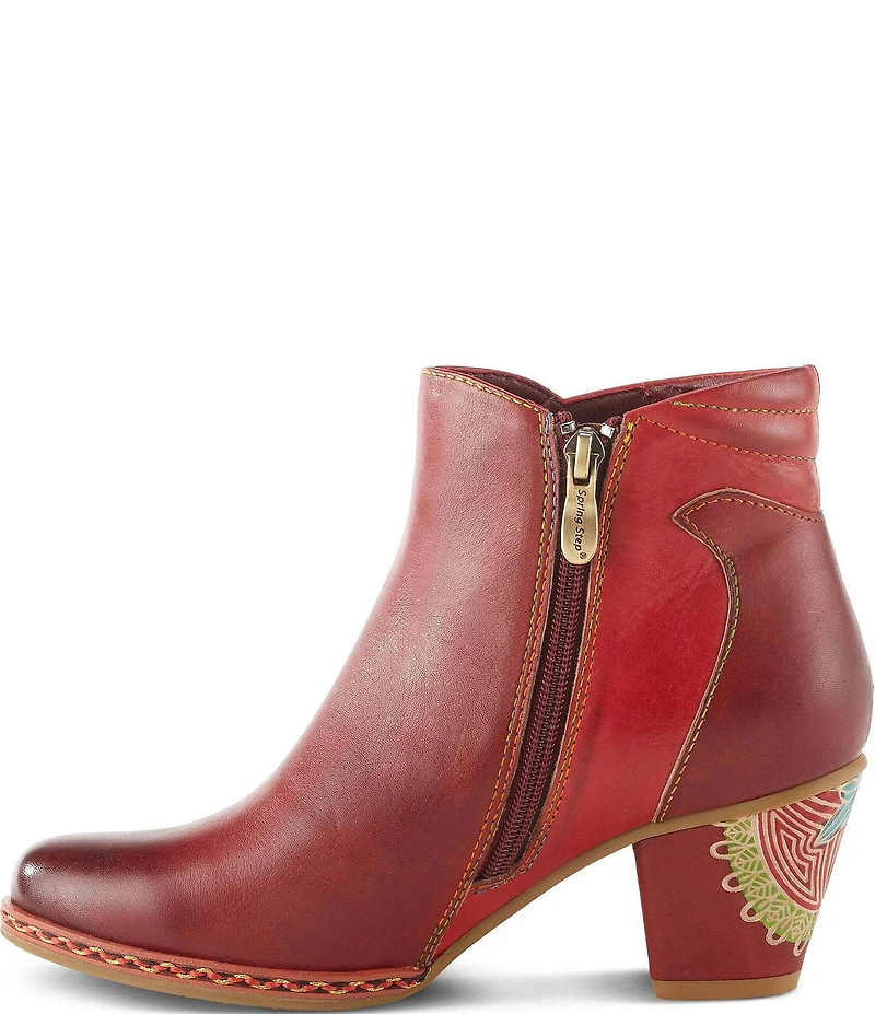 L'ARTISTE Zamihi Leather Hand-Painted Embossed Booties