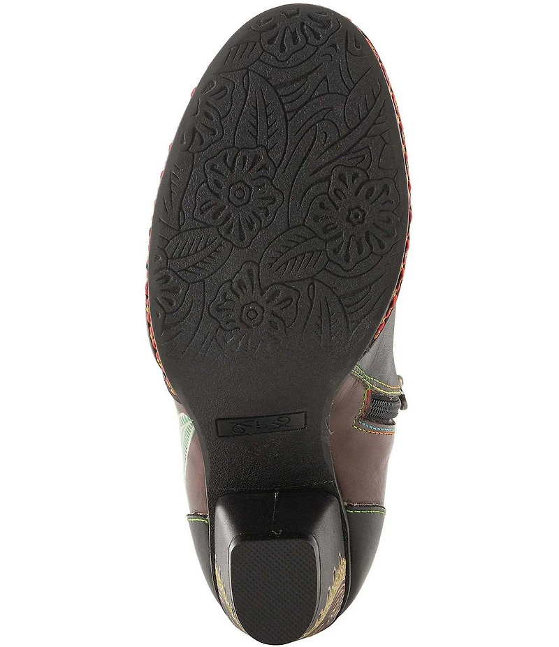 L'ARTISTE Zamihi Leather Hand-Painted Embossed Booties