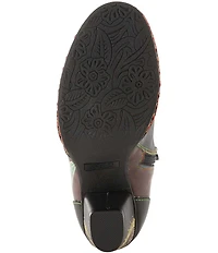 L'ARTISTE Zamihi Leather Hand-Painted Embossed Booties