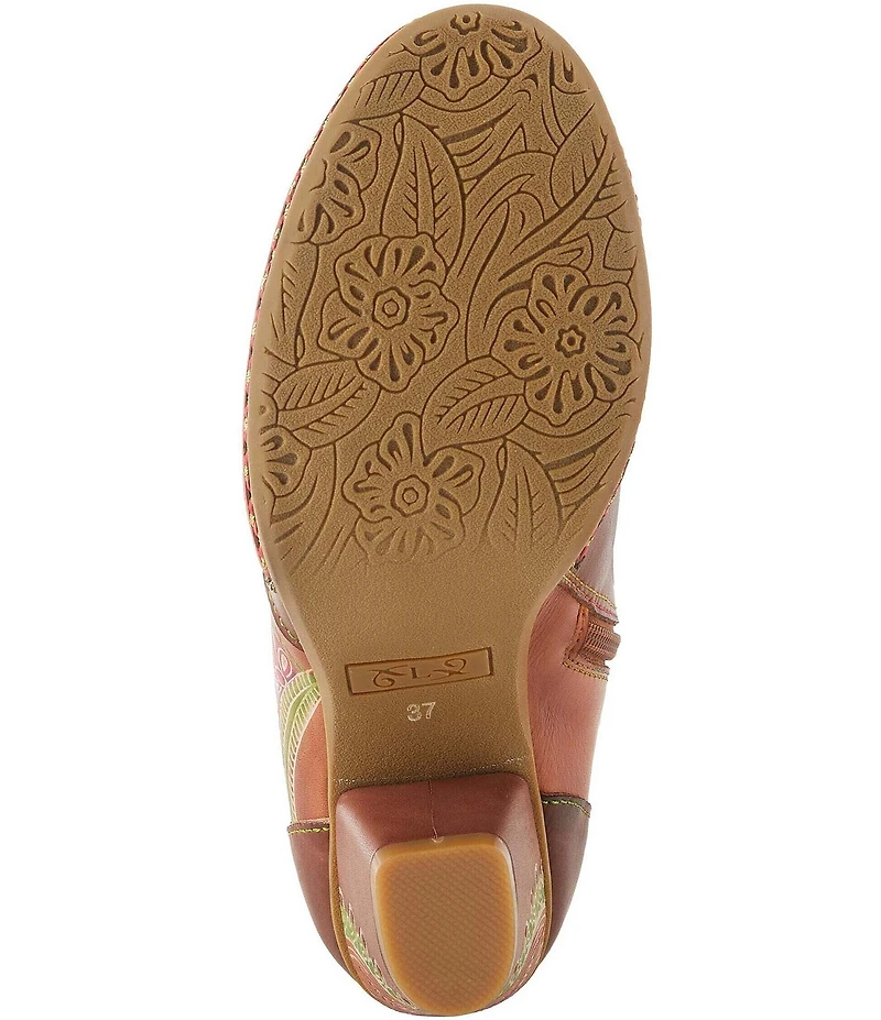 L'ARTISTE Zamihi Leather Hand-Painted Embossed Booties