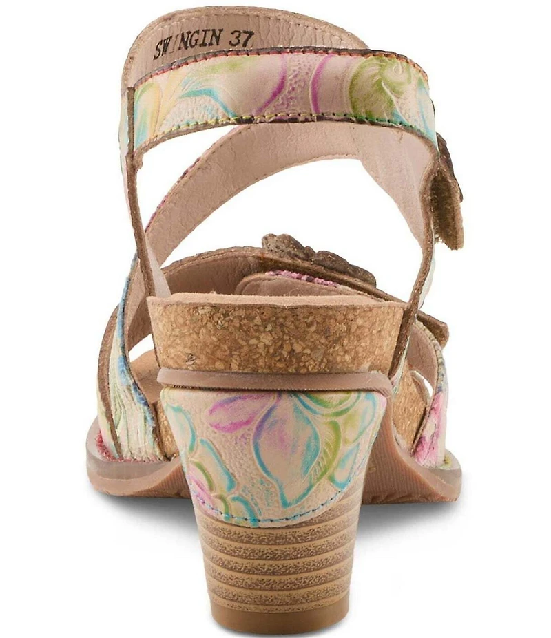 L'ARTSITE Shesfab Embossed Floral Leather Sandals