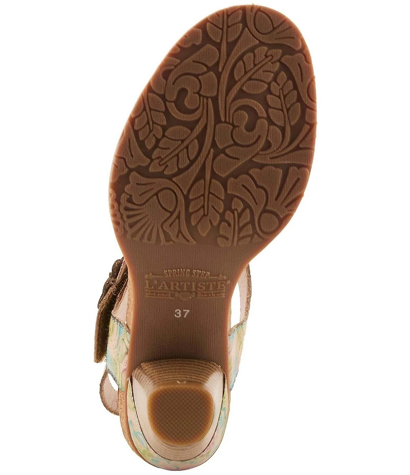 L'ARTSITE Shesfab Embossed Floral Leather Sandals