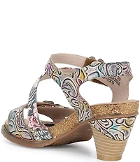 L'ARTSITE Shesfab Embossed Floral Leather Sandals