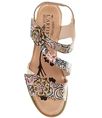 L'ARTSITE Shesfab Embossed Floral Leather Sandals