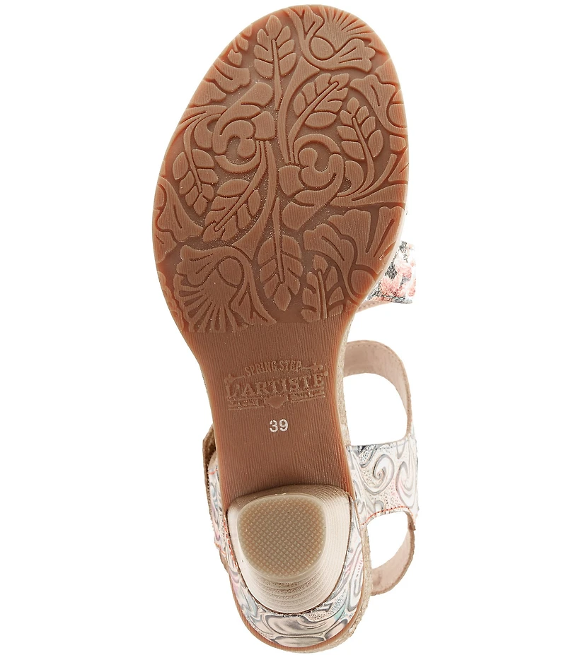 L'ARTSITE Shesfab Embossed Floral Leather Sandals