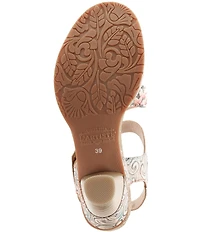 L'ARTSITE Shesfab Embossed Floral Leather Sandals
