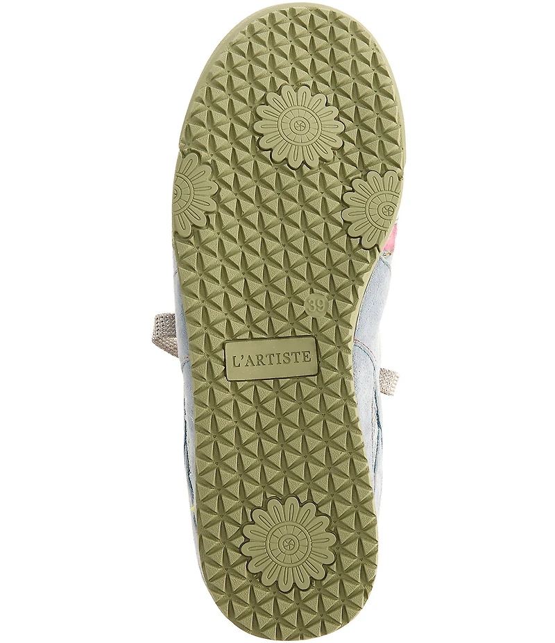 L'ATISTE Wavehello Embroidered Floral Print Mesh and Leather Sneakers