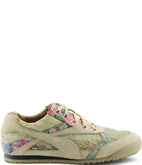 L'ATISTE Wavehello Embroidered Floral Print Mesh and Leather Sneakers