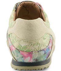 L'ATISTE Wavehello Embroidered Floral Print Mesh and Leather Sneakers
