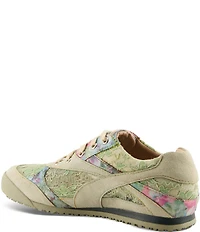 L'ATISTE Wavehello Embroidered Floral Print Mesh and Leather Sneakers