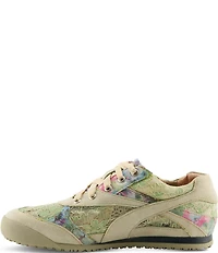 L'ATISTE Wavehello Embroidered Floral Print Mesh and Leather Sneakers