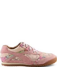 L'ATISTE Wavehello Embroidered Floral Print Mesh and Leather Sneakers