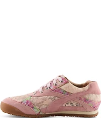 L'ATISTE Wavehello Embroidered Floral Print Mesh and Leather Sneakers
