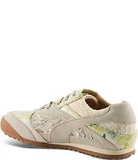 L'ATISTE Wavehello Embroidered Floral Print Mesh and Leather Sneakers