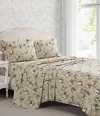 Laura Ashley 200-Thread Count Ashfield Floral Printed Pattern Cotton Percale Sheet Set