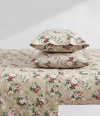 Laura Ashley 200-Thread Count Ashfield Floral Printed Pattern Cotton Percale Sheet Set