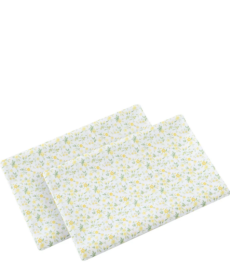 Laura Ashley 200-Thread Count Evie Yellow Cotton Percale Sheet Set