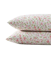Laura Ashley 200-Thread Count Norella Pink Cotton Percale Sheet Sheet