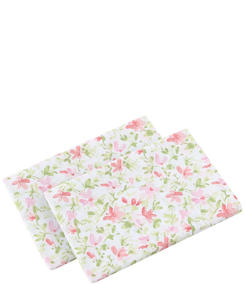 Laura Ashley 200-Thread Count Norella Pink Cotton Percale Sheet Sheet