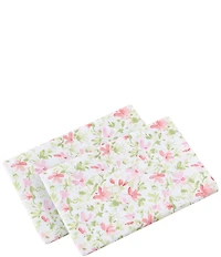 Laura Ashley 200-Thread Count Norella Pink Cotton Percale Sheet Sheet