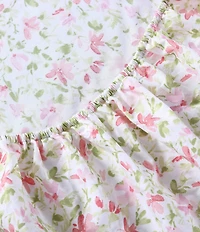Laura Ashley 200-Thread Count Norella Pink Cotton Percale Sheet Sheet