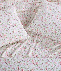Laura Ashley 200-Thread Count Norella Pink Cotton Percale Sheet Sheet