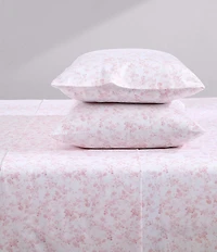 Laura Ashley 300-Thread Count Bella Floral Pale Pink Cotton Sateen Sheet Set