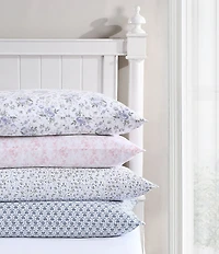 Laura Ashley 300-Thread Count Bella Floral Pale Pink Cotton Sateen Sheet Set