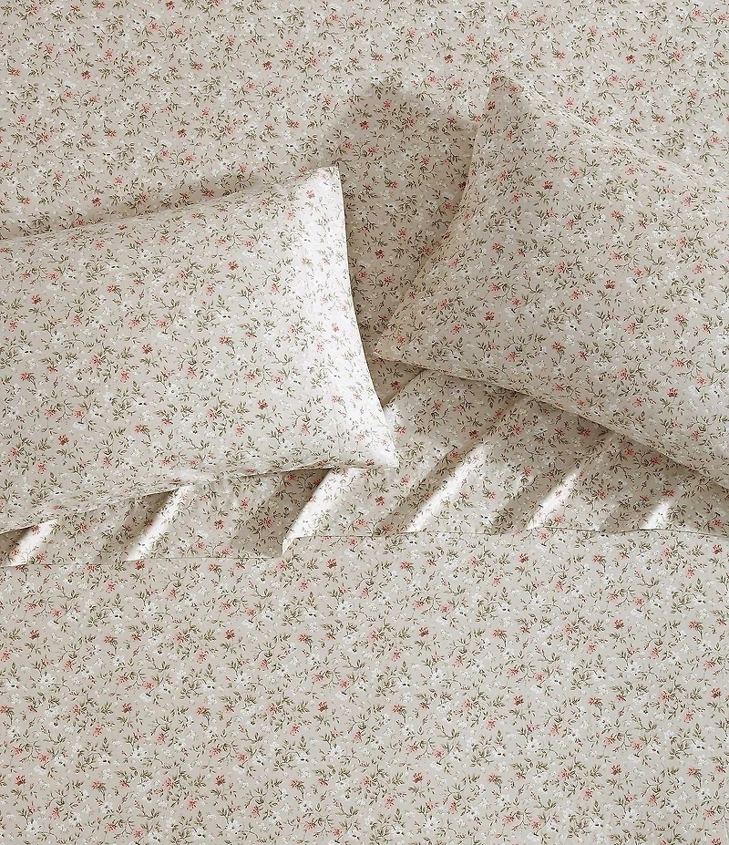 Laura Ashley 300-Thread Count Bonnie Floral Cotton Sateen Sheet Set