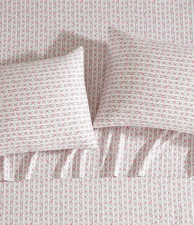 Laura Ashley 300-Thread Count Marta Floral Stripe Cotton Sateen Sheet Set