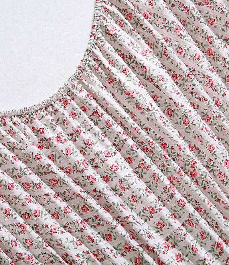 Laura Ashley 300-Thread Count Marta Floral Stripe Cotton Sateen Sheet Set