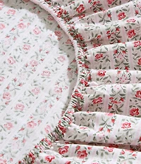 Laura Ashley 300-Thread Count Marta Floral Stripe Cotton Sateen Sheet Set