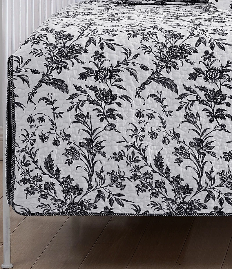 Laura Ashley Amberley Daybed Floral Toile Print Quilt & Sham Set