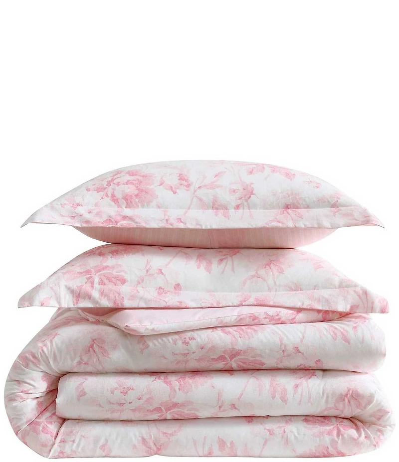 Laura Ashley Anja Textured Toile Floral Reversible Comforter Mini Set