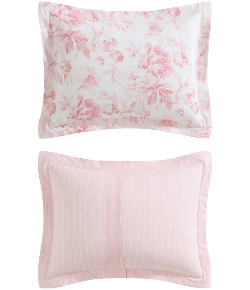 Laura Ashley Anja Textured Toile Floral Reversible Comforter Mini Set