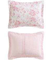 Laura Ashley Anja Textured Toile Floral Reversible Comforter Mini Set
