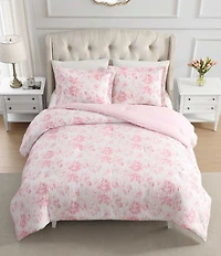 Laura Ashley Anja Textured Toile Floral Reversible Comforter Mini Set