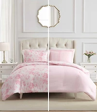 Laura Ashley Anja Textured Toile Floral Reversible Comforter Mini Set