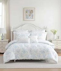 Laura Ashley Annalise Floral Cotton Reversible Comforter & Sham Bonus Set