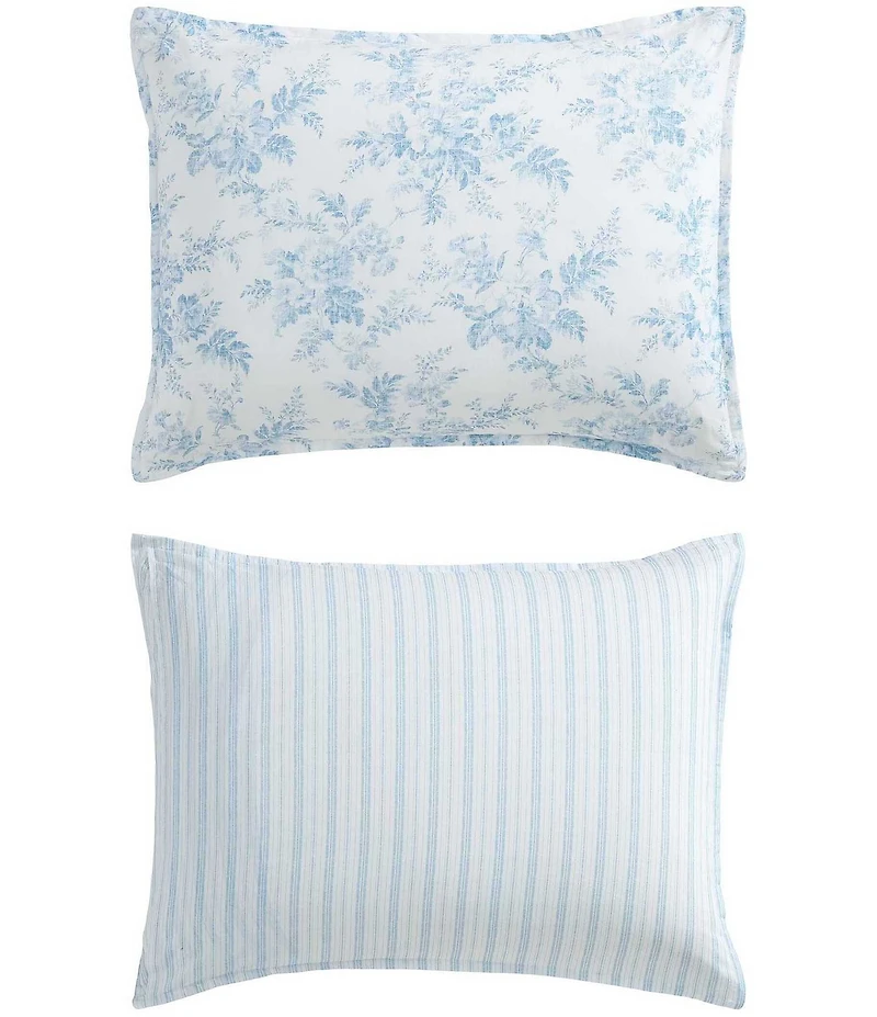 Laura Ashley Annalise Floral Cotton Reversible Comforter & Sham Bonus Set