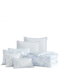Laura Ashley Annalise Floral Cotton Reversible Comforter & Sham Bonus Set