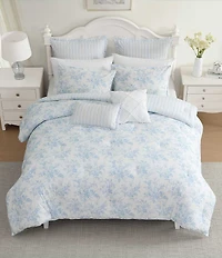 Laura Ashley Annalise Floral Cotton Reversible Comforter & Sham Bonus Set