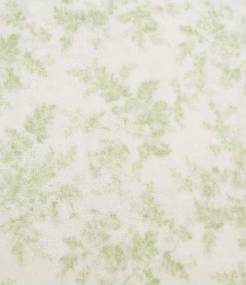 Laura Ashley Annalise Green Leafy Sprigs Ruffled Edge Throw Blanket