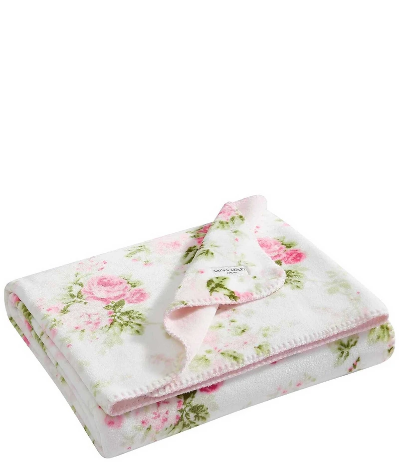Laura Ashley Ashfield Printed Plush Reversible Throw Blanket