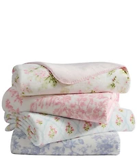 Laura Ashley Ashfield Printed Plush Reversible Throw Blanket