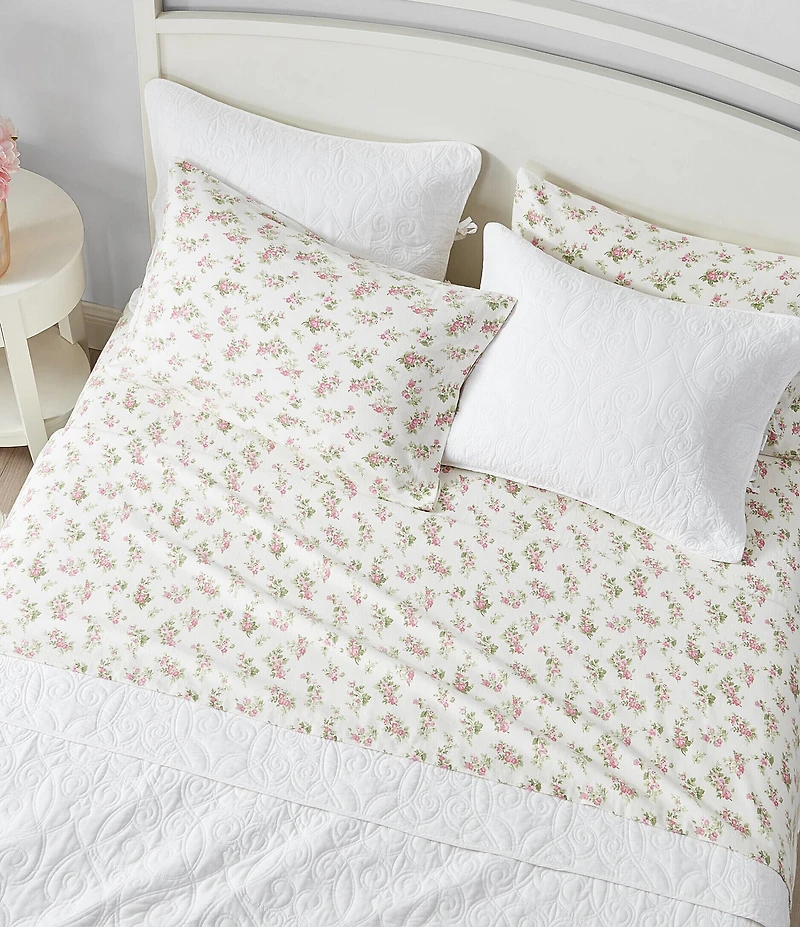 Laura Ashley Audrey Pink Floral Cotton Flannel Sheet Set