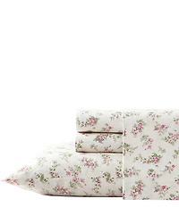 Laura Ashley Audrey Pink Floral Cotton Flannel Sheet Set