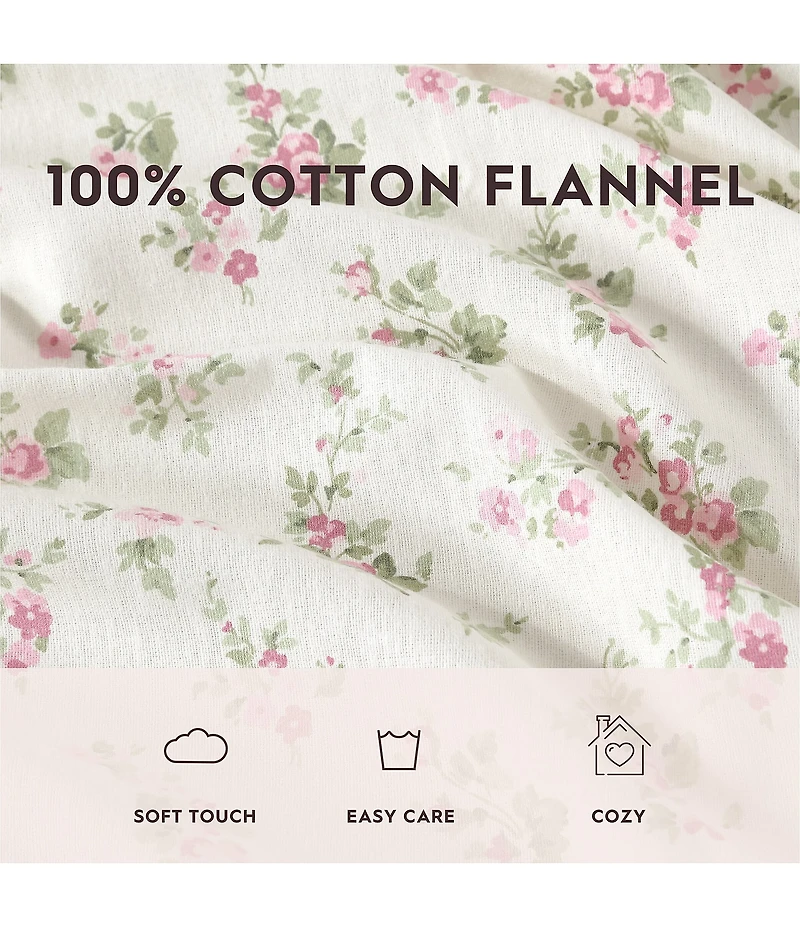 Laura Ashley Audrey Pink Floral Cotton Flannel Sheet Set