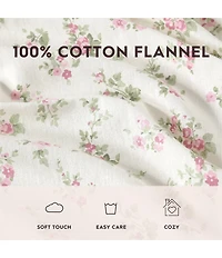 Laura Ashley Audrey Pink Floral Cotton Flannel Sheet Set