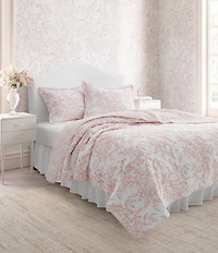 Laura Ashley Bedford Pink Floral Cotton Reversible Quilt Mini Set